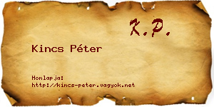 Kincs Péter névjegykártya