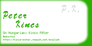 peter kincs business card